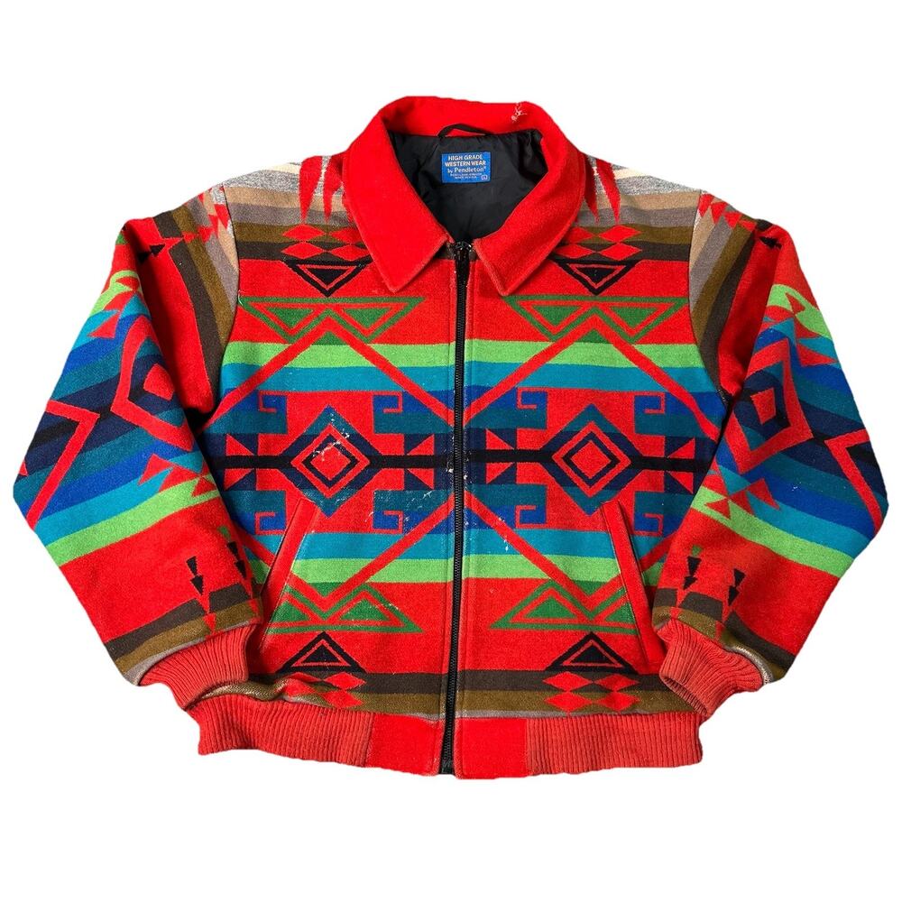 Vintage Pendleton Western Wear Navajo Aztec Wool Jacket Men’s Large USA Made